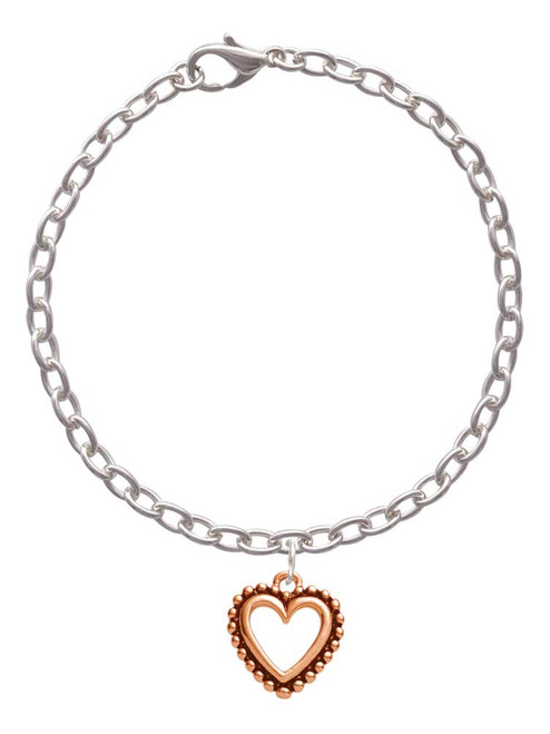 Open Rose Gold Tone Heart Charm Bracelet