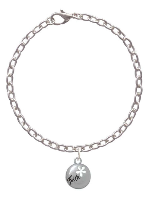 Faith Disc with Cutout Flower Charm Bracelet