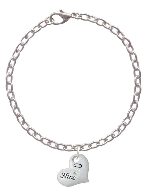 Naughty or Nice Heart with Crystals Charm Bracelet