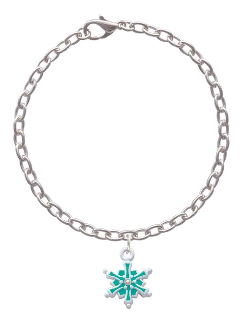 Teal Snowflake with Clear Crystal Charm Bracelet