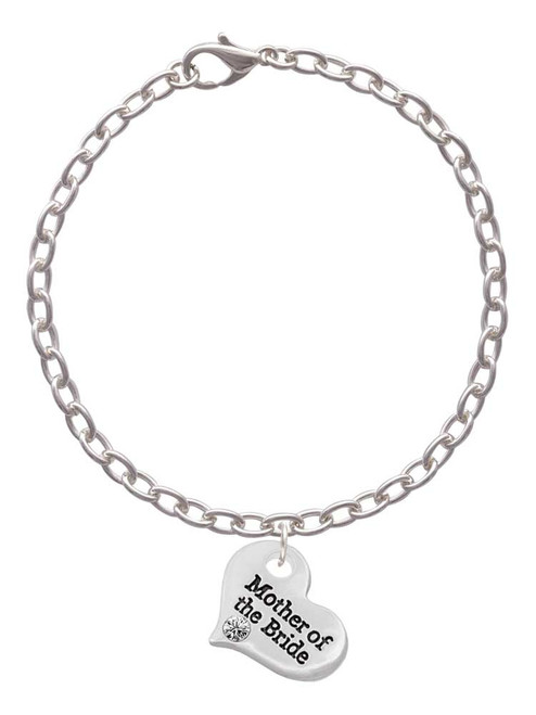 Large Mother of the Bride Heart Charm Bracelet