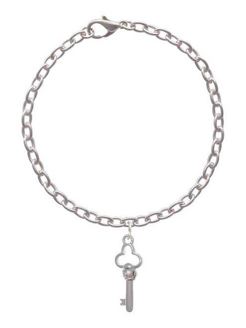 Trefoil Key with AB Crystals Charm Bracelet