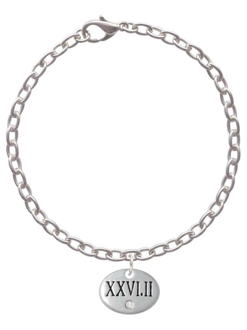 Marathon with Clear Crystal Roman Numeral Charm Bracelet