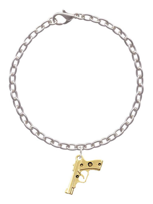 Gold Tone 9mm Handgun Charm Bracelet
