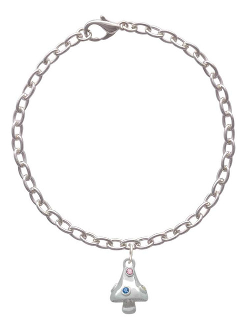 3-D Mushroom with Multicolored Crystals Charm Bracelet