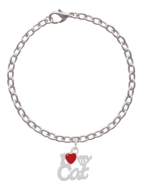I Heart My Cat Charm Bracelet