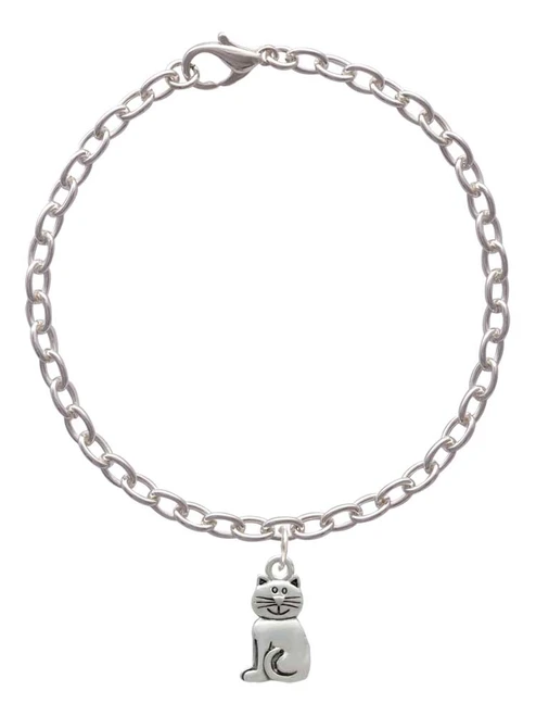 2-D Smiling Cat Charm Bracelet