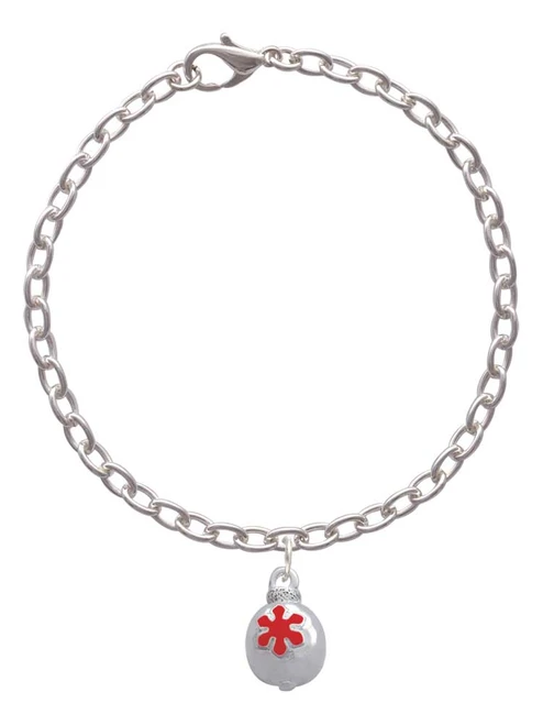 Ornament with Red Snowflake Charm Bracelet