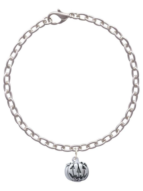 Small Jack O'Lantern with Stem Charm Bracelet