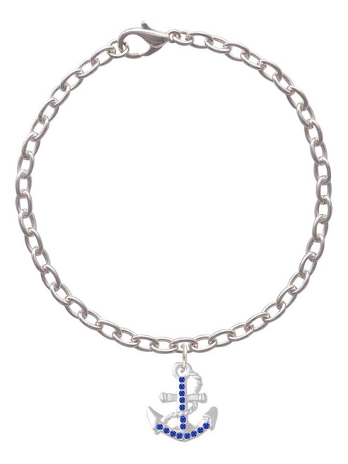 Blue Crystal Anchor Charm Bracelet