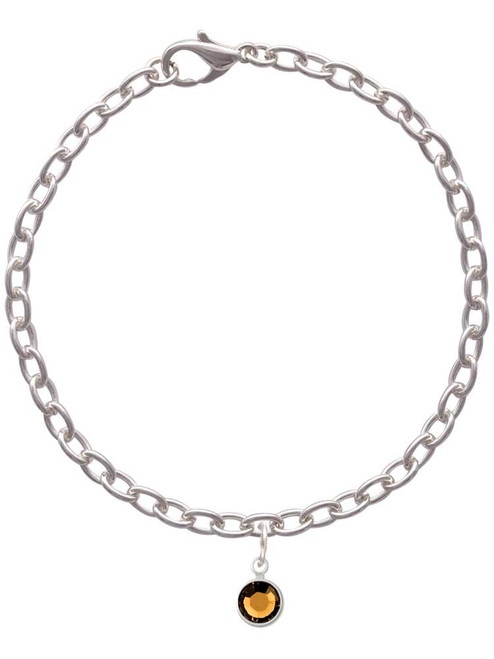 Crystal Brown Channel Drop Charm Bracelet