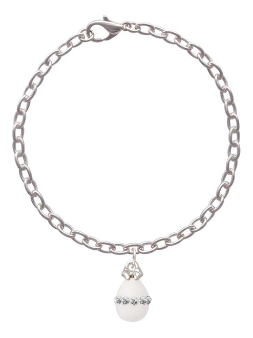 White Easter Egg with Clear Crystal Band Charm Bracelet