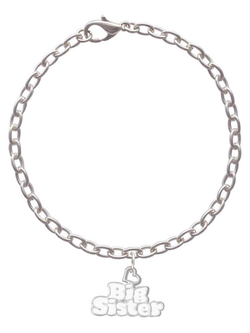 White ''Big Sister'' with Heart Charm Bracelet
