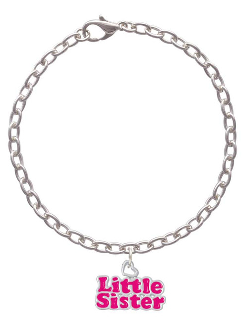 Hot Pink ''Little Sister'' with Heart Charm Bracelet