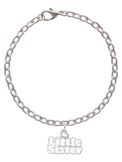 White ''Little Sister'' with Heart Charm Bracelet