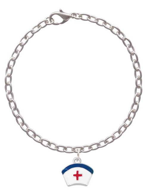 Enamel Nurse Hat - 2 Sided Charm Bracelet