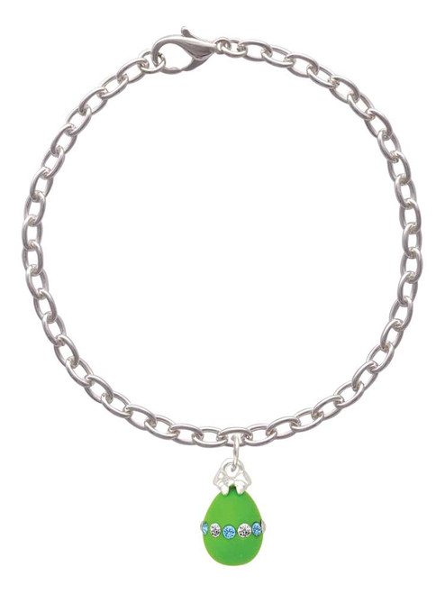 Lime Green Easter Egg with Color Crystal Band Charm Bracelet