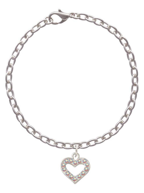 AB Crystal Open Heart Charm Bracelet