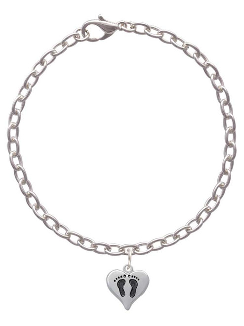 Small Heart with Baby Feet Charm Bracelet