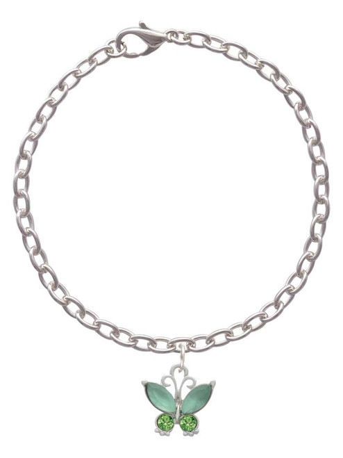 Butterfly with Green Wings Charm Bracelet