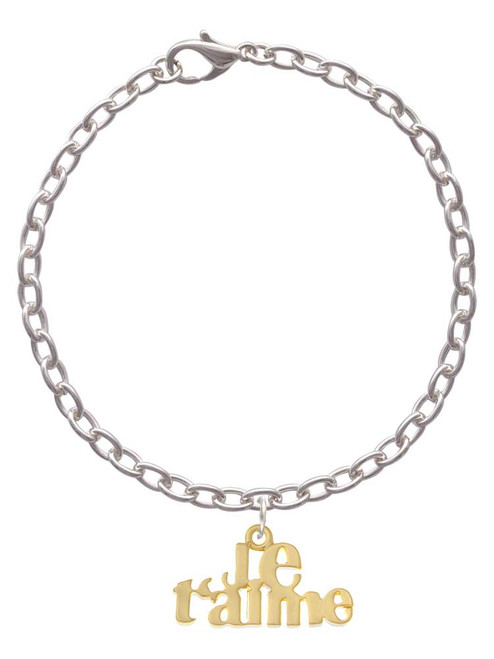 Large Gold Tone Je T'aime Charm Bracelet