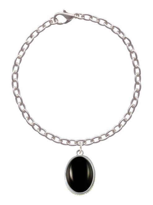 Small Black Acrylic Oval Charm Bracelet