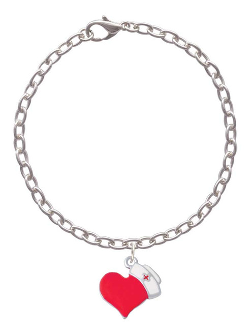 Red Heart with Nurse Hat Charm Bracelet
