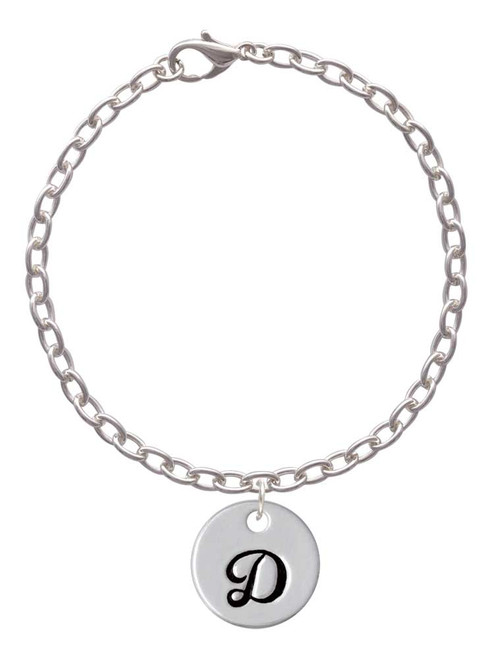 Large Script Letter - D - 3/4'' Disc - Charm Bracelet