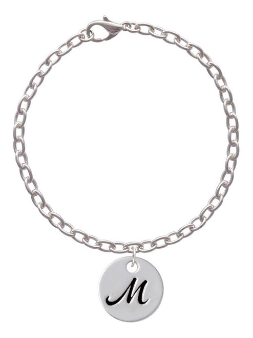 Large Script Letter - M - 3/4'' Disc - Charm Bracelet