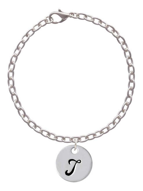 Large Script Letter - T - 3/4'' Disc - Charm Bracelet