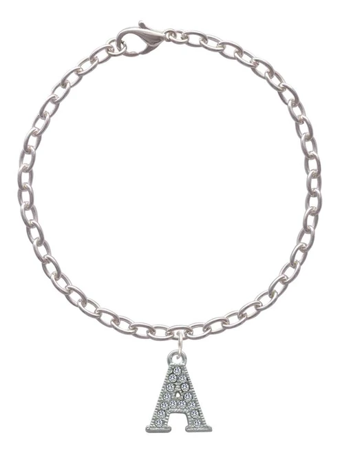 Crystal Initial - A - Beaded Border - Charm Bracelet