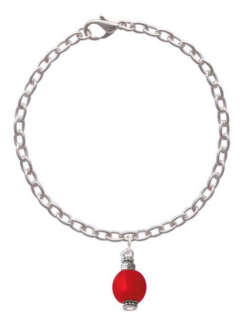 Red Chinese Lantern with Clear Crystal Charm Bracelet