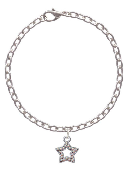 Open Star with Clear AB Crystals Charm Bracelet
