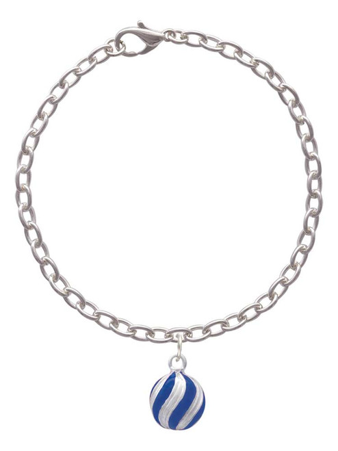3-D Blue and Striped Ornament Charm Bracelet