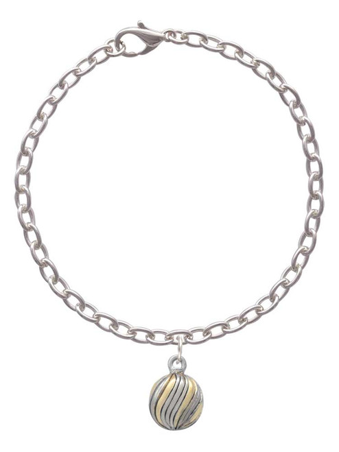 3-D Gold Tone and Striped Ornament Charm Bracelet