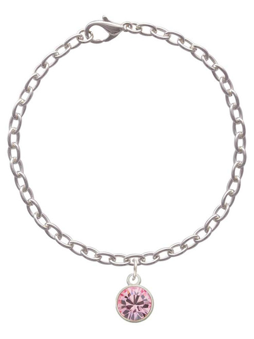 10mm Light Pink Crystal Drop Charm Bracelet