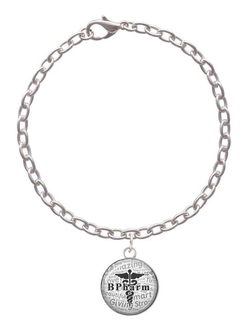 Domed Black B Pharm Charm Bracelet