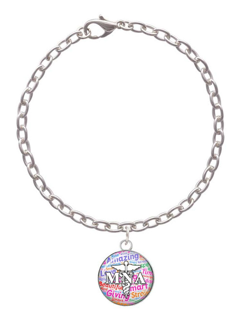 Domed Multi Color MNA Charm Bracelet