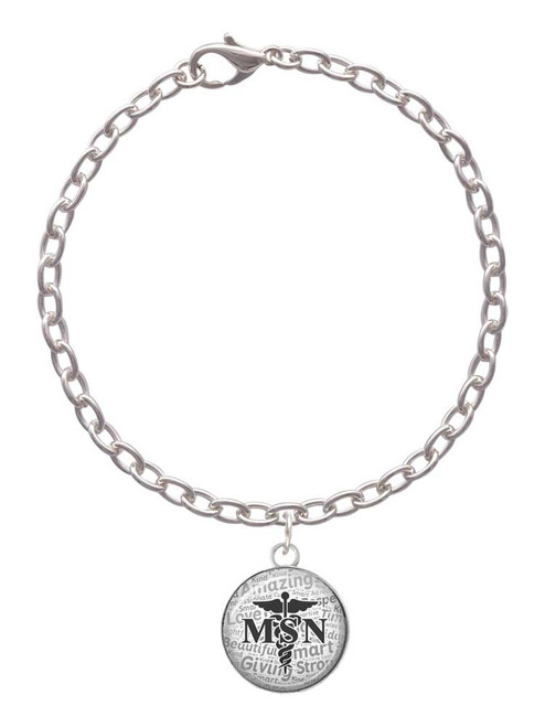 Domed Black MSN Charm Bracelet