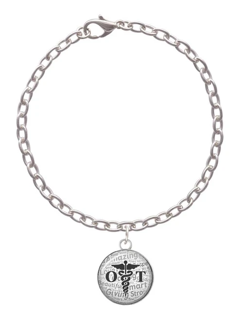Domed Black OT Charm Bracelet