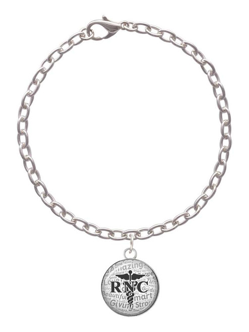 Domed Black RNC Charm Bracelet