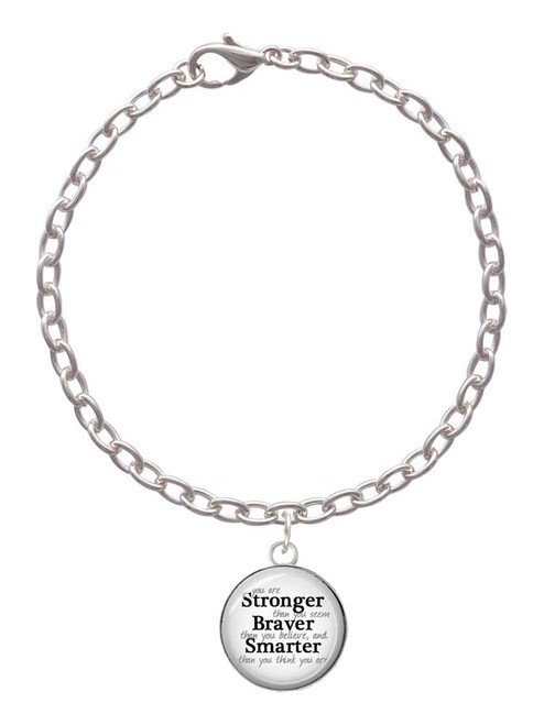 Domed Stronger Braver Smarter Charm Bracelet