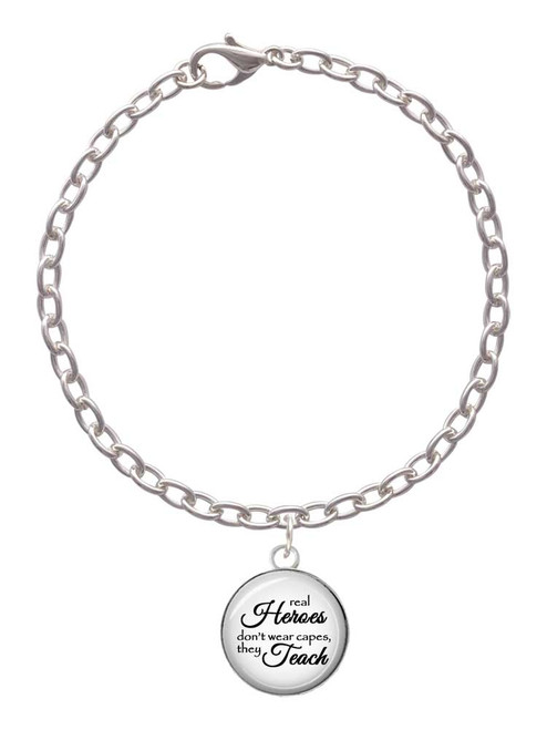 Domed Real Heroes Teach Charm Bracelet