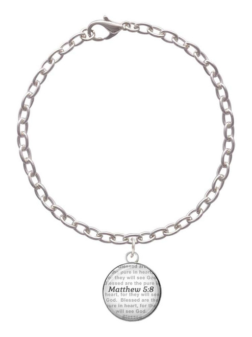 Domed Matthew 5:8 Charm Bracelet
