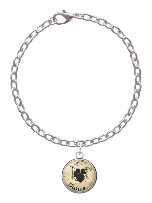 Domed Music - Drums Charm Bracelet