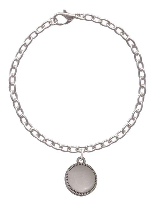Stainless Steel Disc with Border Charm Bracelet