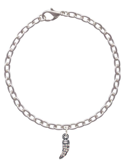 Black Nickel Tone Small AB Crystal Sabre Tooth Charm Bracelet