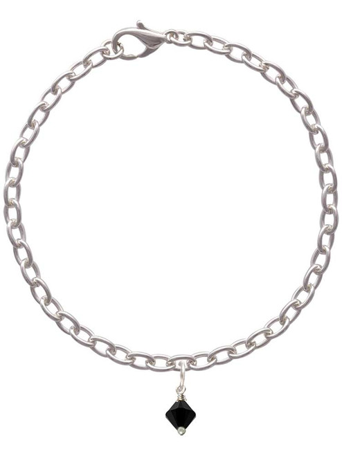 Black - 6mm Crystal Bicone Charm Bracelet