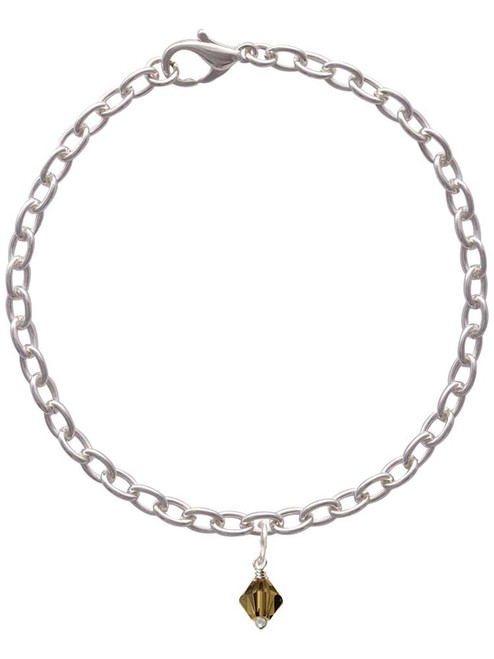 Brown - 6mm Crystal Bicone Charm Bracelet