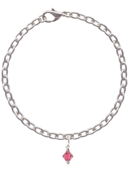 Indian Pink - 6mm Crystal Bicone Charm Bracelet